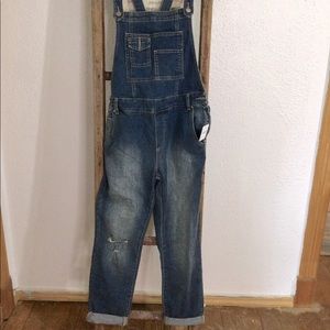 FREE PEOPLE NWOT DISTRESSED OVERALLS